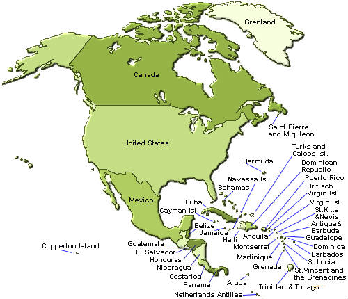 Mapa de America de Norte